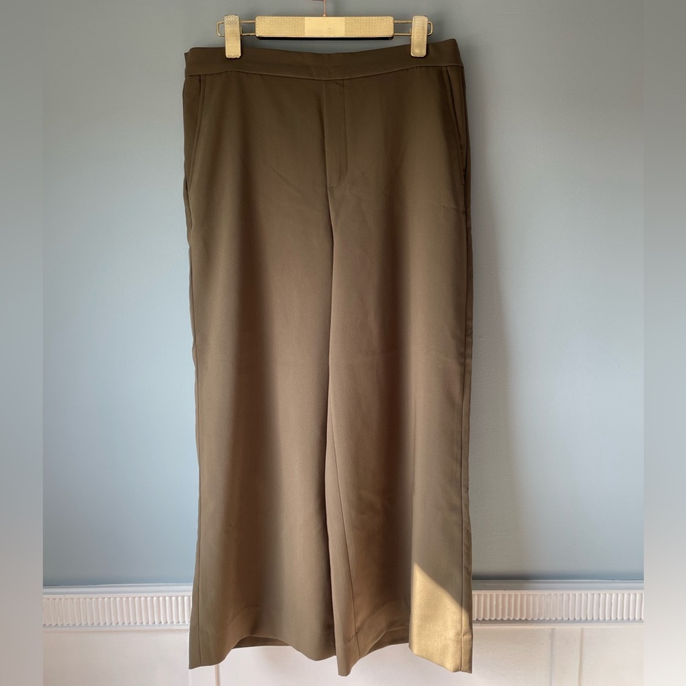 Banana republic Rowan wide leg crop trouser pants olive green